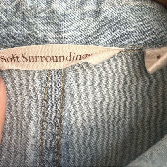 Soft Surroundings Small Rendezvous Tunic Top Light Denim Linen Chambray Pockets - Picture 6 of 12